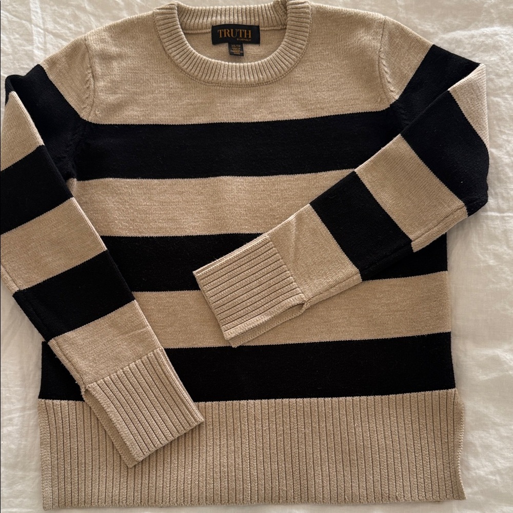 Truth Crewneck Sweater - Black and Tan Stripes